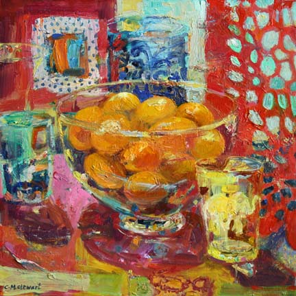 Red Painting with Kumquats
