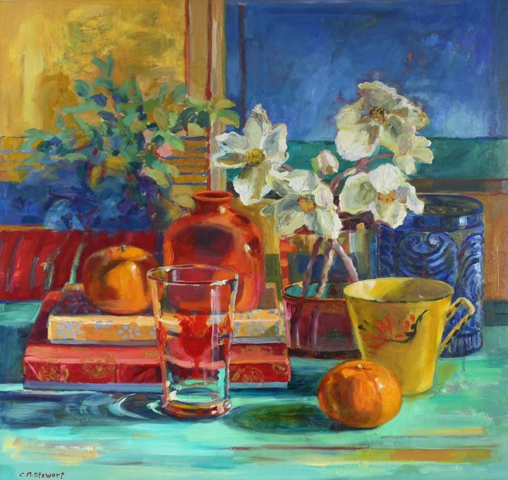 Still Life wtih Hellebores and Diebenkorn